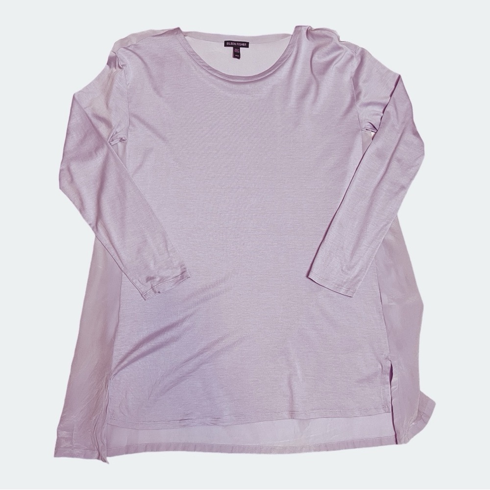 Eileen Fisher Hyacinth Silk Back Cotton Front Tunic Medium - Picture 4 of 6